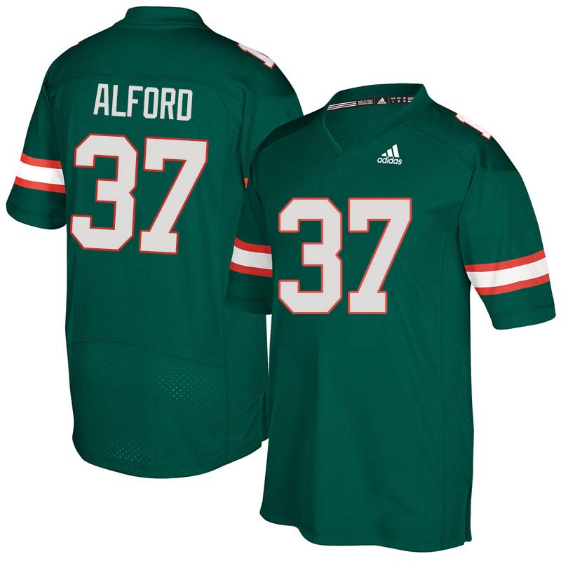 Adidas Miami Hurricanes #37 Colvin Alford College Football Jerseys Sale-Green